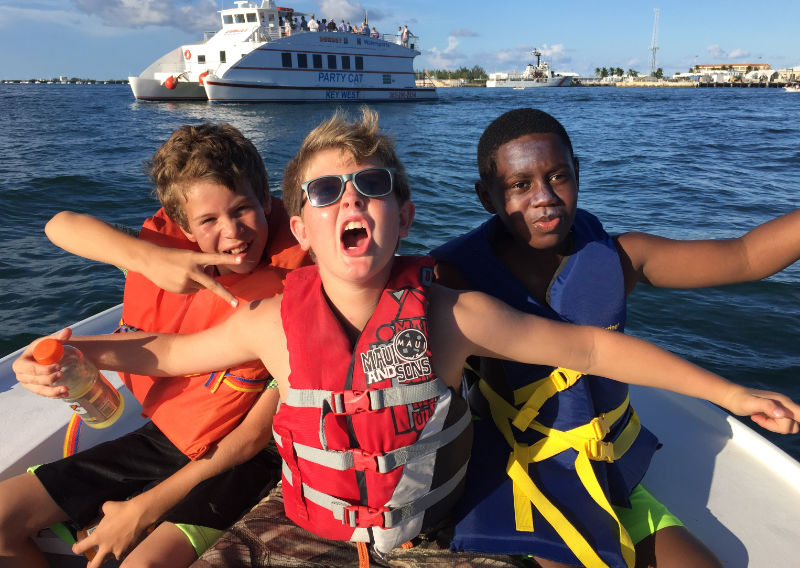 kids on boat